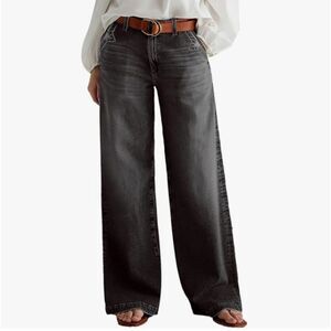 NEW Flamingals Black Wide Leg Jeans Size Small High Rise Stretch Denim NWT